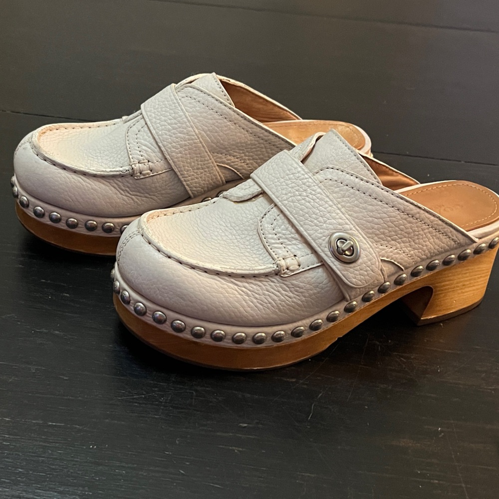 Coach Cream Leather Clogs